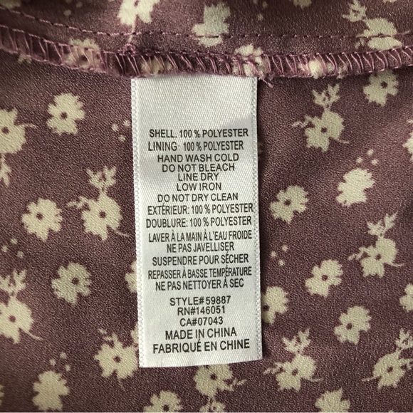 Monteau Los Angeles Mauve Floral V Neck Chiffon Dress Size S - Picture 10 of 14